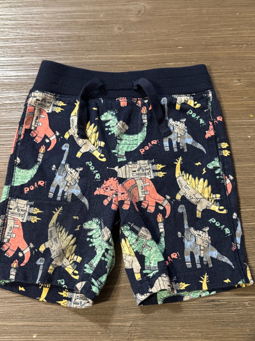 Kids Black Dino Rocket Print Lounge Shorts